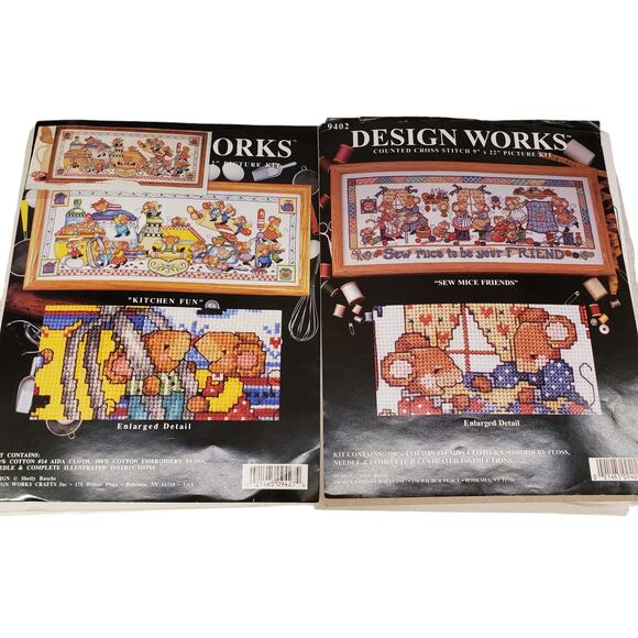 Design Works Cross Stitch Sew Mice Friends Vintage Cross Stitch Kitchen Fun - Picture 1 of 15